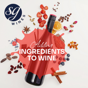 wine bottle surrounded by ingredients