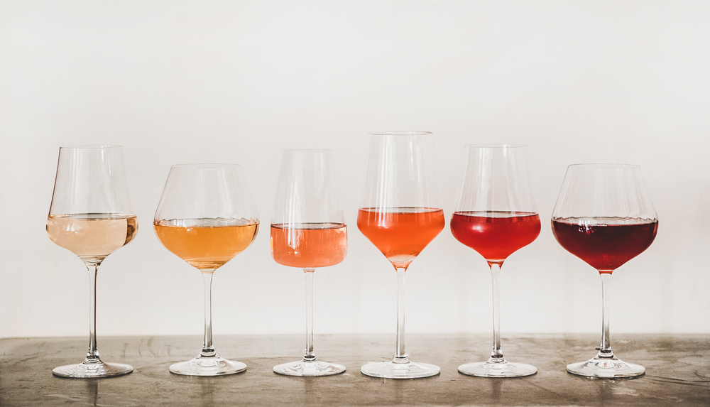 shades of wines from white to red